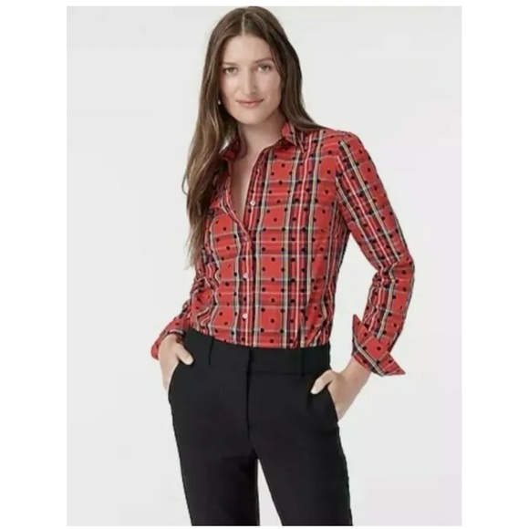 J Crew plaid dot shirt, size 4 - Picture 3 of 9